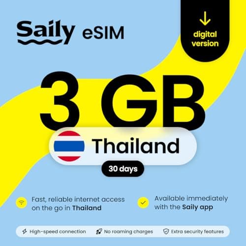 Saily, eSIM Data Plan for Thailand, 3GB/30 Days, Security Features, Digital Code