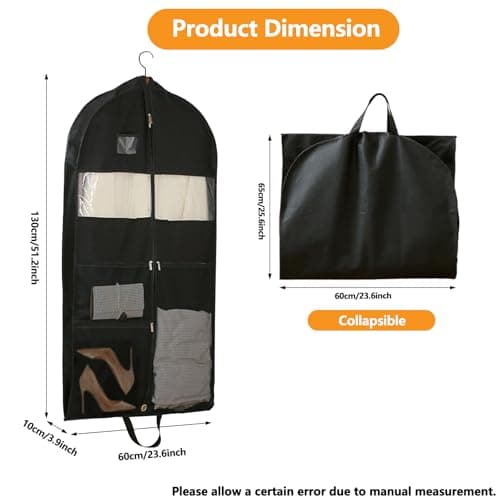 Vnvnvnv 51" Dress Bags Covers Long Suit Covers For Men Women with 4 Pockets — view 2