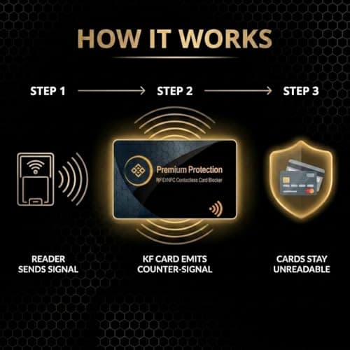 KF-Premium RFID Blocking Cards, Bank & Credit Card Protector, 2 Pack, Gold — view 6