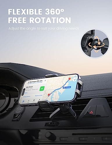 Pnitri Car Phone Holder, Air Vent Protective Car Phone Mount - Hook Clip & Legs Double Support Stable Universal Mobile Phone Mount Cradle Compatible with iPhone 17 16/Galaxy S25/Huawei (4.0-7.0 Inch) — view 4