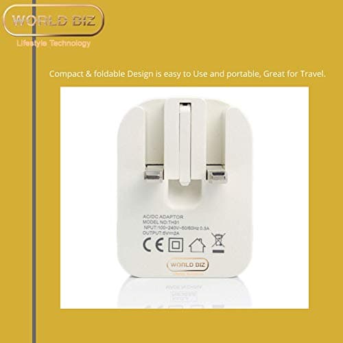 WorldBiz - 2 Port Foldable Dual USB Wall Charger | 2.1A Mains Plug for iPhone Xs/XS Max/XR/X/8/7/6/Plus, iPad Pro/Air 2/Mini 4, and More — view 4