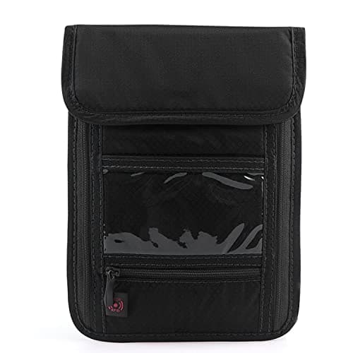BTDAO RFID Blocking Passport Holder Wallet with Neck Stash Pouch for Traveling Security Credit ID Card (Black)