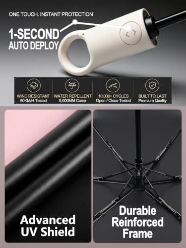 Moorrlii UV Umbrella for Sun Protection SPF 50+, Compact Windproof Umbrella — view 4