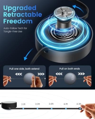 CAFELE 3-USB-C Multi Charger Cable 6 in 1(100W/35-130CM Retractable) — view 5