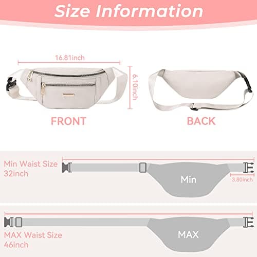 Alviller Fanny Pack Fashionable Waist Bag Casual Travel Bum Bag with 3 Zipper Pockets for Women Men Sports Running Hiking Jogging (Beige) — view 3