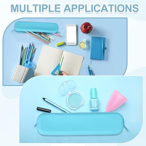 PATIKIL Silicone Pen Case, Rectangular Small Pencil Pen Pouch with Zipper Waterproof Aesthetic Soft Cosmetic Storage Bag Bible Study Supplies Case for Journaling Travel, Khaki Green — view 6