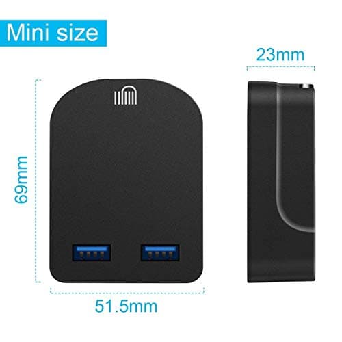 Foldable Charger 3A / 15W USB-A Ports Compact Travel Charger Compatible For iiPhone Samsung Tab HTC Windows Phone Tablet Nokia Motorola Sony Kindle One Plus etc (Black) — view 5