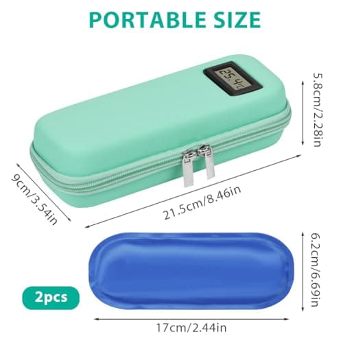 Fefod Insulin Cooler Travel Case with Temperature Display, TSA Approved Refrigerated Medicine Cooler for Travel, Insulin Pen Case with 2 Reusable Ice Packs, Diabetic Small Storage Travel Pack — view 2