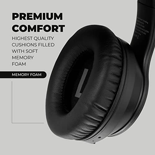 PowerLocus Wireless Bluetooth Headphones, Over The Ear Headphone with Microphone, Foldable with Carry Case, Hi-Fi Stereo Sound, Long Battery Playtime for Phones/Tablets/PC (Black Metal) — view 2