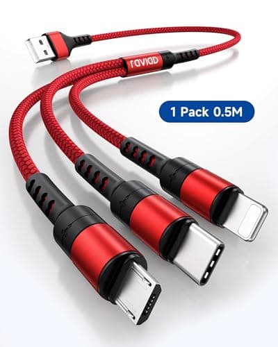 RAVIAD Multi Charger Cable, 3 in 1 Charger Cable 3A USB Fast Charging Cord — view 4
