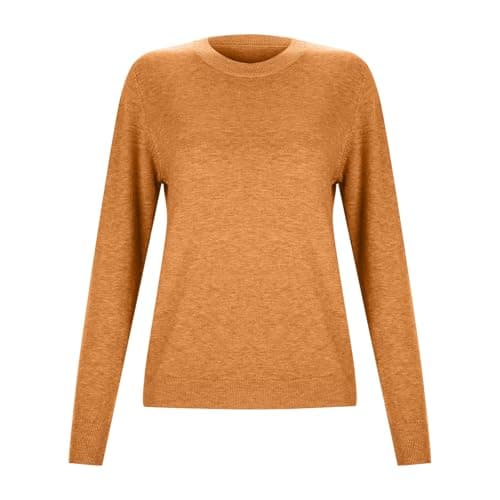 Women's Wool Blend Crewneck Pullover Sweater Long Sleeve Thermal Base Layer Top for Travel and Hiking (Gold, XXL) — view 4