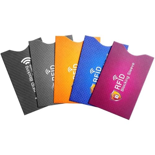 RFID Blocking Sleeves, [5 Pack 5 Color] [TÜV Certification] Anti-Theft Credit Card Protector RFID & NFC Contactless Card Security Holders Prevent Identity Theft for Credit, Debit Cards, Passport