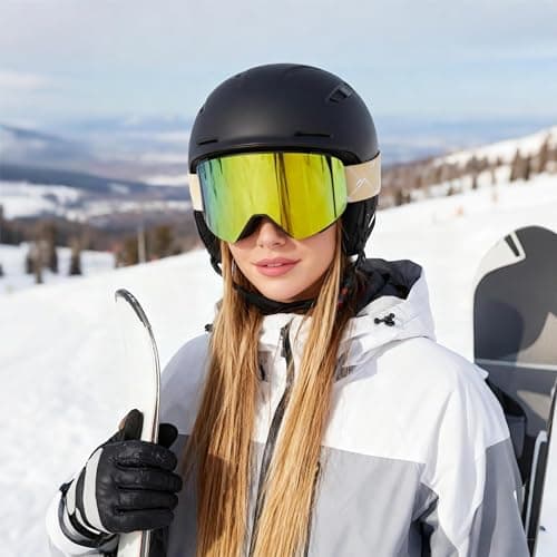 VCOROS Ski Goggles OTG,YH693C Snow Goggles Adjustable for Men Women Anti-Fog Anti-Glare UV400 Protection Helmet Compatible for Skiing Cycling Snowboarding (07-REVO Gold/Black) — view 2