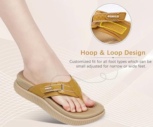 KuaiLu Womens Orthopedic Flip Flops Flat Toe Post Sandals With Arch Support — view 6