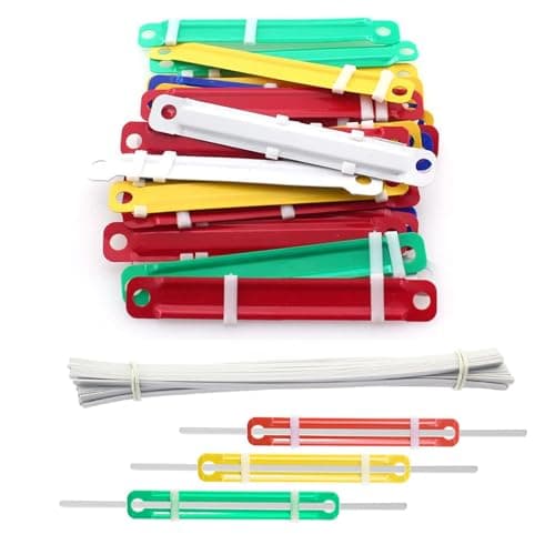 Bamyli 50PCS Paper Fasteners, 80mm Metal 2-Hole File Fastener, Filing Clip, File Strip Binders for Office School Folder Multicolor