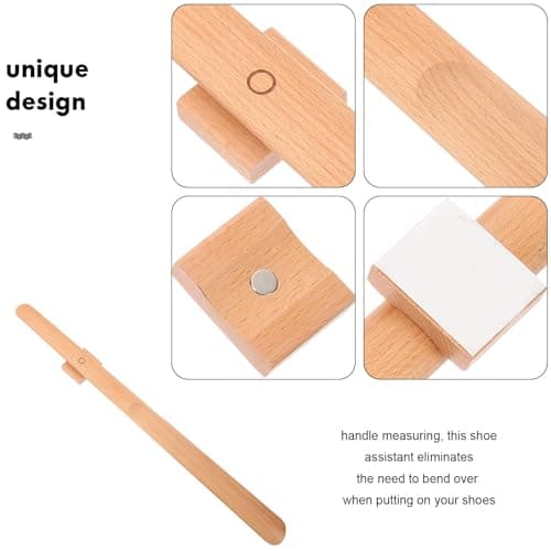 Wooden Long Handle Shoe Horn 55Cm for Seniors Pregnant Women Adults Magnetic Shoe Lifting Helper for Home Use Comfortable for Men and Travel — view 3