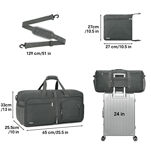 WANDF 65L Large Travel Holdall Duffle Luggage Bag Foldable — view 5