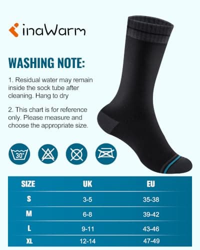 inaWarm Waterproof Hiking Socks for Men, Breathable Crew Length — view 6