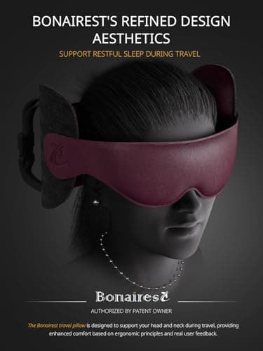 Bonairest Travel Pillow, Airplane Neck Pillow with 3D Eye Mask for Sleeping — view 2