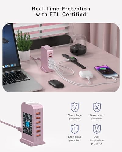 6 Port USB Charging Station 50W, Multi USB Charger Tower — view 6