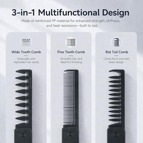 PureSphere 3-in-1 Folding Travel Comb for Men, Black Wide & Fine Teeth — view 4