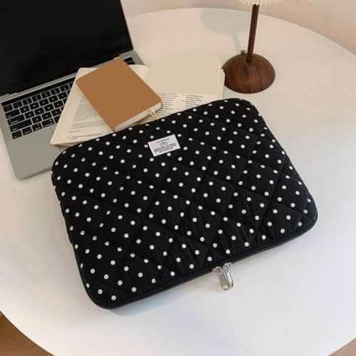 Puffy Laptop Sleeve 13 Inch Cute Polka Dot Laptop Case Soft Quilted Computer Sleeve Protective Cover for MacBook, iPad, Notebook, Chromebook — view 5