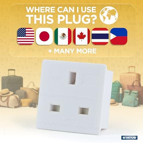 UK to US Adapter England American Socket 3 Pin to 13 Amp Plug Type G to Type A B travel adaptor 10 amp - pack of 2 — view 4