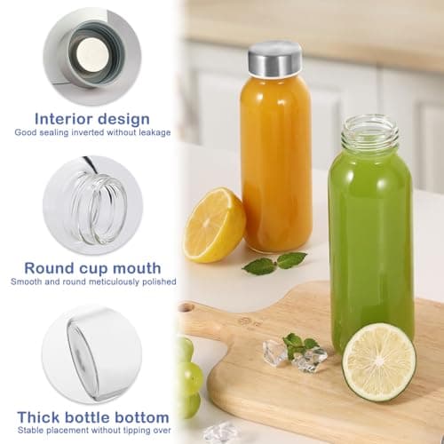 6 Pack 300ml Reusable Glass Water Bottle - Leak-Proof, Heat-Resistant — view 3