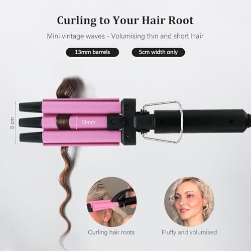 janelove Upgraded Mini Hair Waver for Short & Medium Hair, 13MM Curling Wand, 0.45lb Lightweight, Mini Size Crimper Beach Waver, Travel Friendly,Adjustable Temperature-Pink — view 4