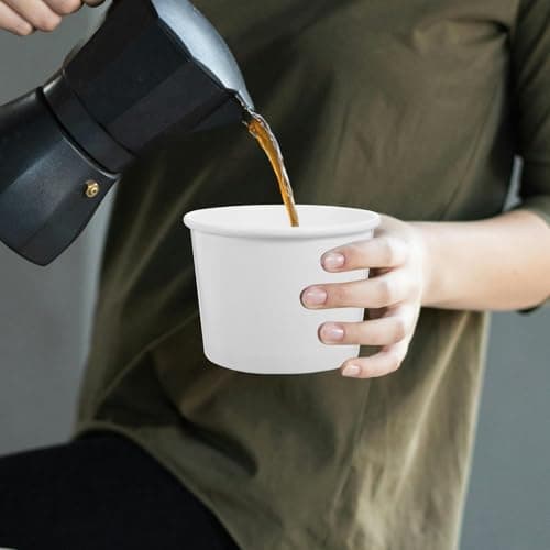VANZACK Disposable Travel Coffee Cups with Lids, 10 Pack 240ml White Paper — view 5