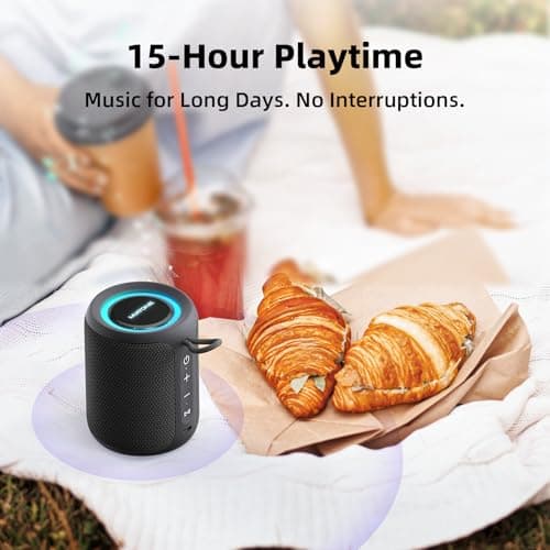 MIATONE Rush Pro Bluetooth Speaker, IPX7 Waterproof, 20W Deep Bass, 360° Sound, Switchable LED Light, Bluetooth Speaker TWS Compatible, Built-in Microphone, Bluetooth 5.4, Bath, Festival gifts (Black) — view 4