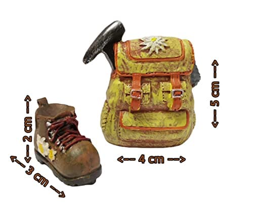 Set of 2 miniature hiking shoes and hiking backpack for table decoration or gift decoration, 4 x 5 cm and 3 x 2 cm — view 3