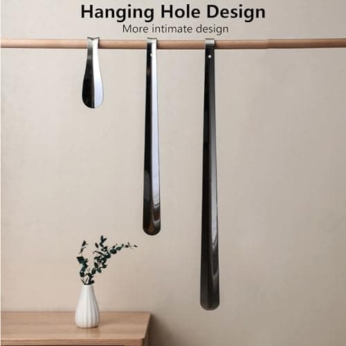 laeeyin Shoe Horn Metal Small 15 cm Shoe Horn Small Short Stainless Steel Shoe Horn Very Stable with Hanging Hole Ergonomic Shape for Men, Women, Children, Seniors, Silver — view 6
