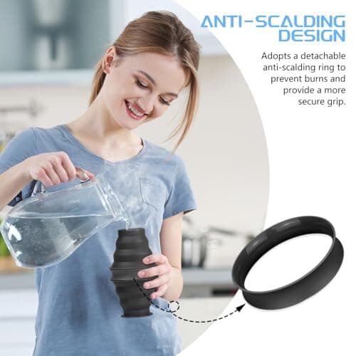 Nefeeko Collapsible Water Bottle,17oz(500ml) Reuseable BPA Free Silicone Foldable Water Bottles for Travel Gym Camping Hiking, Portable Leak Proof Sports Water Bottle with Carabiner — view 4