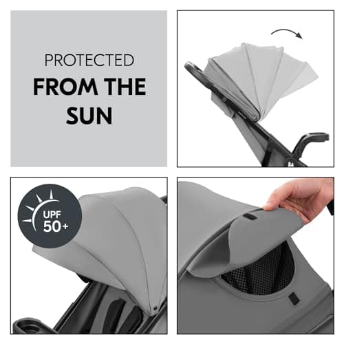 Hauck Shop N Care, Grey - Lightweight Pushchair (only 8.5 kg) with Snack Tray, Cup Holder & Raincover, Compact & One Hand Folding, Fully Reclining from Birth up to 22 kg — view 6
