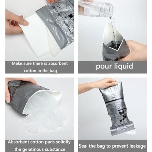 RQJLZ 12 pcs Disposable Urine Bags, 700ml Pee Bags, Traffic Jam Emergency Portable Urine Bag for Camping Travel Outdoor Urinal Toilet Car Gel for Men Women Kids Children Patient and Pregnant (Grey) — view 5
