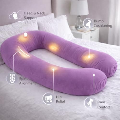 Emirates Living U-Shaped Maternity Pillow for Pregnancy – Full Body Support Pillow for Sleeping, Back, Hips & Legs – Large Pregnancy Pillow - Purple — view 2