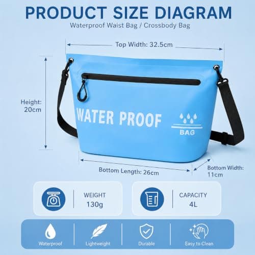 AURALIN Waterproof Dry Bag 4 L Sky Blue PVC Airtight Zip Shoulder Strap — view 2