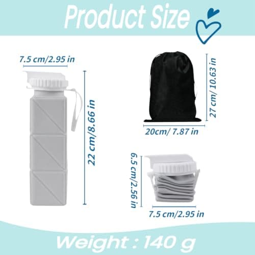 Collapsible Water Bottle, 620 ml Foldable Water Bottle 22 x 7.5 cm — view 2