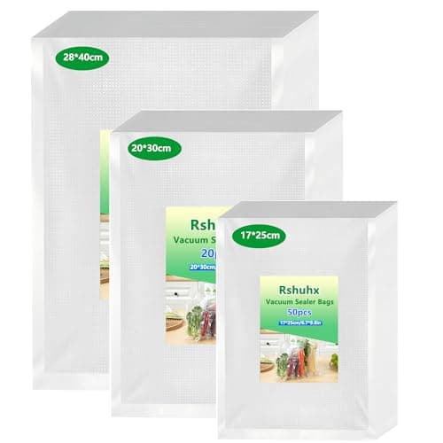 Rshuhx Vacuum Food Sealer Bags Mixed 17x25cm 20x30cm 28x40cm 80 pack BPA Free Vacuum Storage Bags for Sous Vide Cooking Commercial Grade Textured Food Vacuum Sealer Bag Thick Embossed