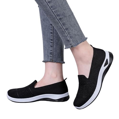 cfpqv Slip On Trainers Women's Orthopaedic Shoes Lightweight Mesh Sports Shoes Breathable Trainers Walking Shoes Gym Fitness Running Shoes Running Walking Road Running Shoes Bequme Slip-On Shoes Size — view 3
