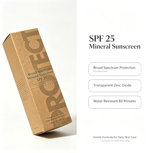 Broad Spectrum Mineral Sunscreen, SPF 25, With Natural and Organic Ingredients, Water Resistant Sunblock Lotion for Travel, Sport or Baby, 118ml, 4 fl.oz — view 5