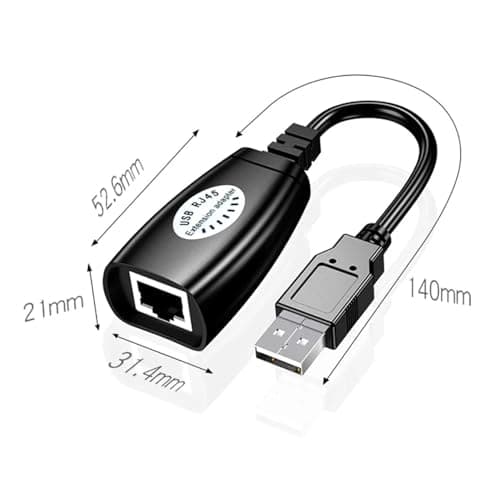 USB Ethernet Adapter Extender | USB 2.0 Male to Female RJ45 Network Converter | 150ft Range Over Cat5/5e/6 Cable | Plug & Play No Power Needed | Compatible with Mouse, Keyboard Printer Scanner Webcam — view 4