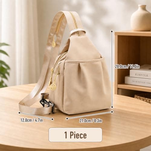 QhgPnt Khaki Chest Bag and Mini Backpack Anti Theft, Versatile Anti Theft Bags for Women, Travel Tote Bags, Width 21cm, Height 28cm, Crossbody Travel Sling for Daily Commuting — view 3