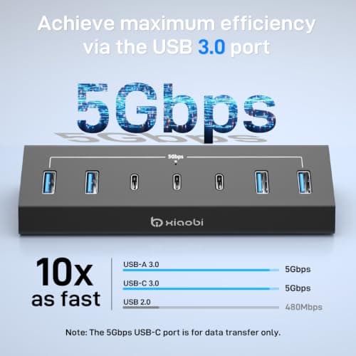 Xiaobi USB C Hub 7 Ports USB 3.0 Hub with 4*USB-A&3*USB-C (120cm) — view 2