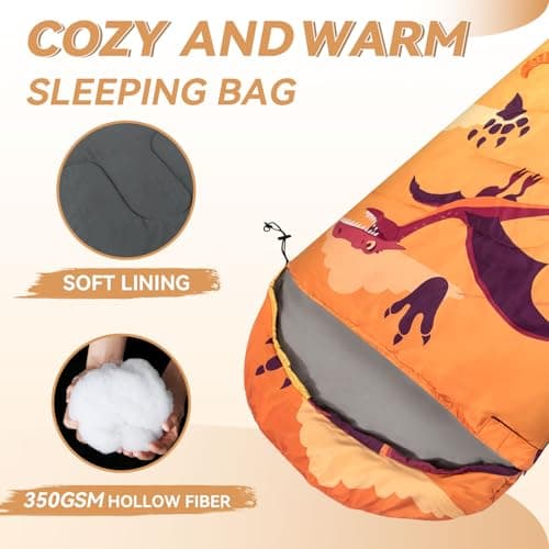 Lightweight Kids Sleeping Bag for Camping, Child Sleeping Bag with Pillow — view 3