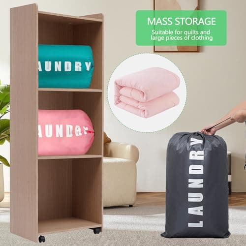 3Pcs Large Laundry Bag 91cm×61cm Travel Laundry Bag Foldable Laundry Bags with Drawstring laundry bags for travelling for Travelling Camping Home Bathroom Caravan Dormitory(Blue&Pink&Grey) — view 5