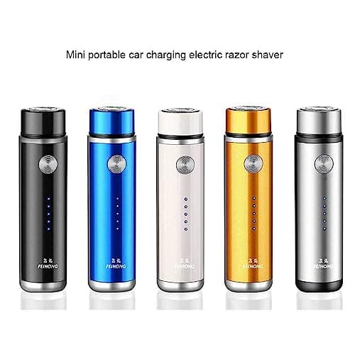 dijiusidy Electric Mini Shaver USB Charging LED Battery Display Pocket Home Car Travel Shaving Machine Trimmer for Man Male, Gold — view 5