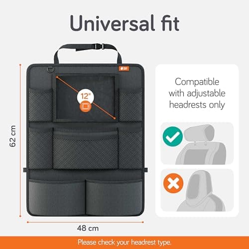 Baby Uma Car Back Seat Organiser for Kids — 2 Pack | Rear Seat Organiser with Tablet Holder & Multiple Pockets | Kids Car Seat Organiser | Car Travel Accessories | Backseat Car Organizer for Children — view 3