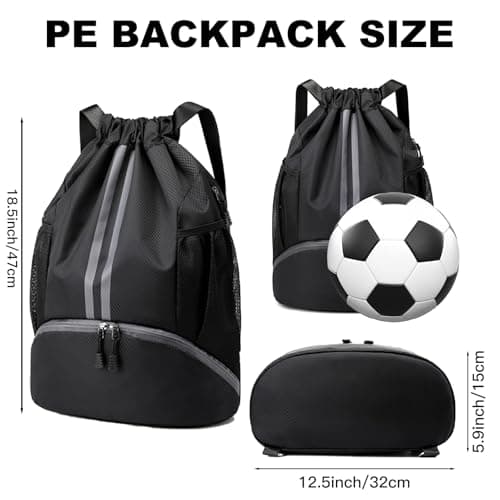 Pinboov Waterproof Football Boot Bag PE Kit Bag with Shoe Compartment — view 2